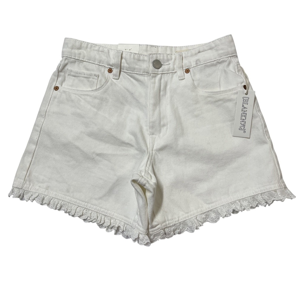 BlankNYC Jean‎ Shorts White Denim Lace Trim Size 25 Boho Hippie Festival Beach
